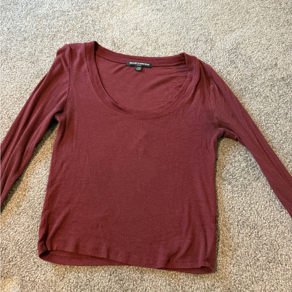 Brandy Melville Burgundy Long Sleeve Top